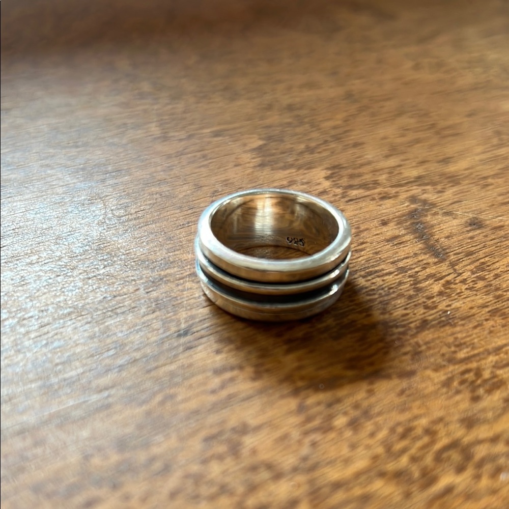 Silver and Black Fidget Spinner Ring